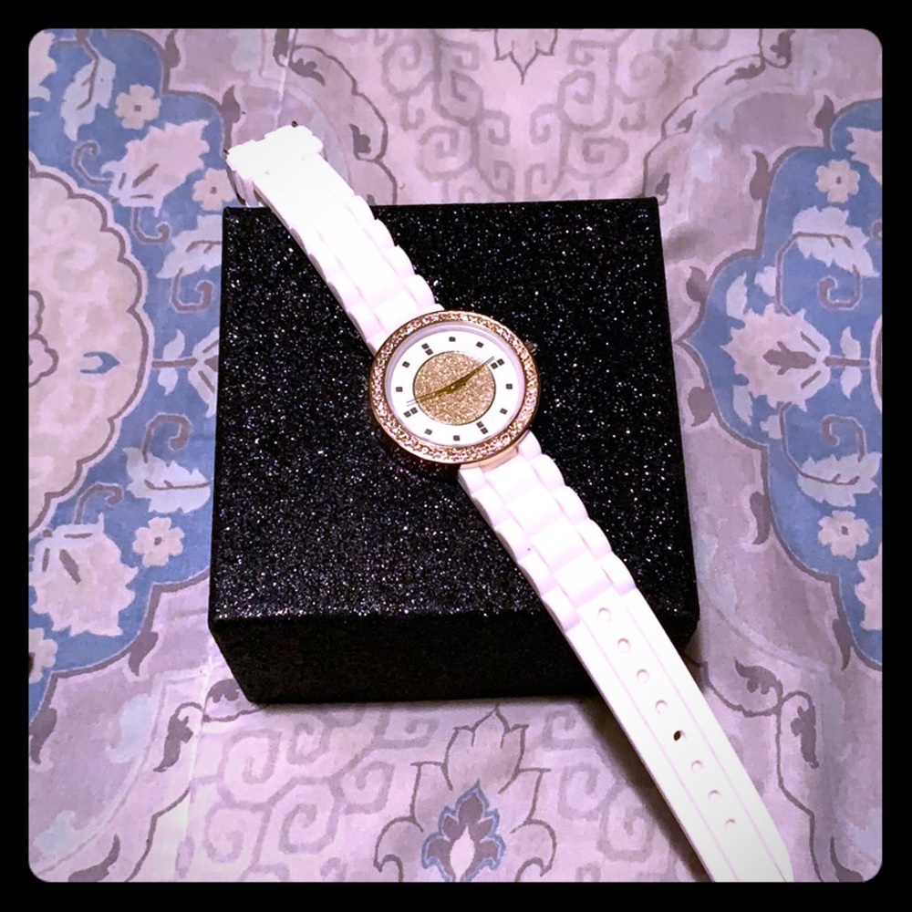 White and gold Geneva watch